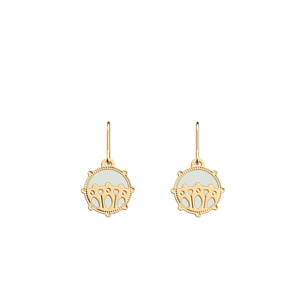 Boucles d'oreilles Orient, vinyles réversibles Indigo / Blanc Cassé
