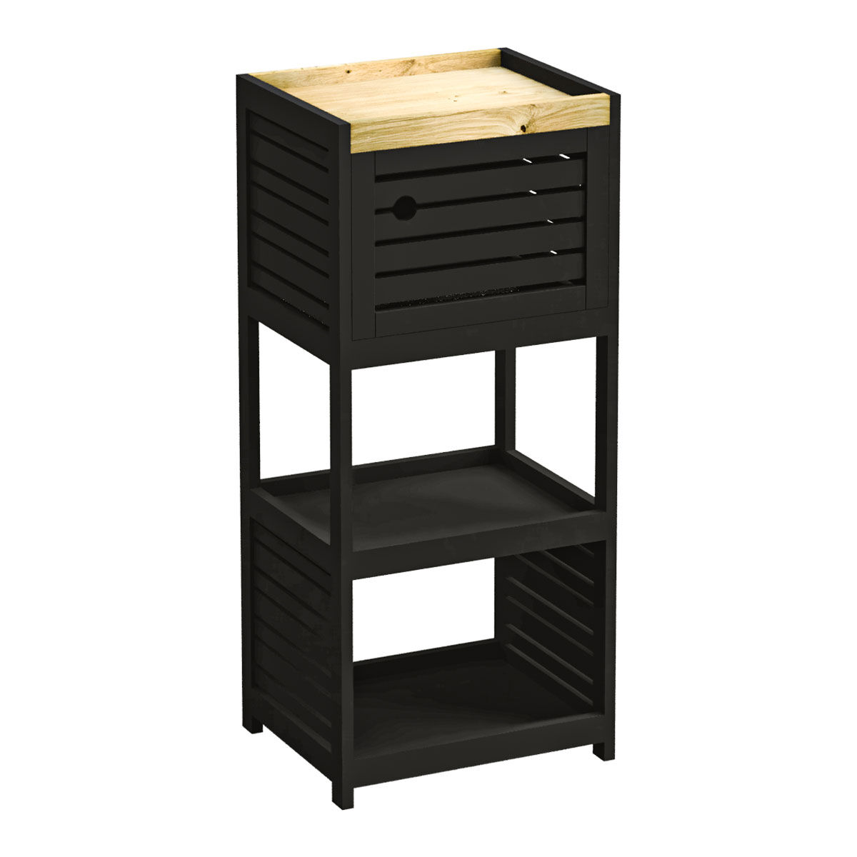 Móvel baixo wc com 1 porta e gaveta CANCUN preto