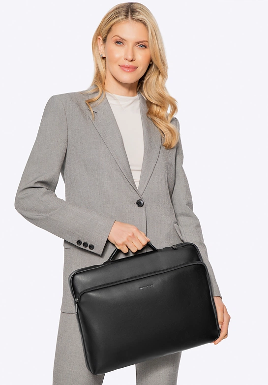 Torba na laptopa 16" z imitacji skóry z bocznym suwakiem czarna