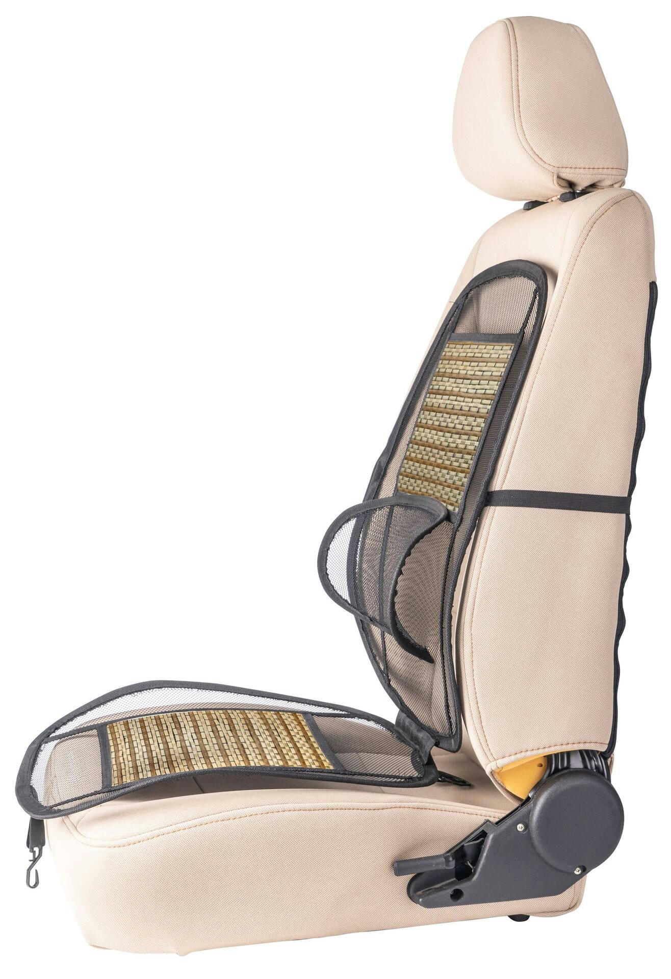 AutoTrends Bamboo Cooling Full Seat Cushion with Lumbar Support, Black