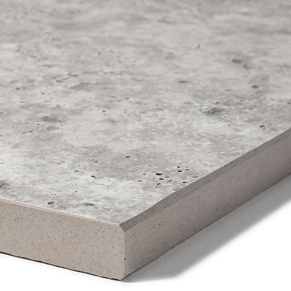 Margelle de piscine effet Travertin Gris 60x28x2 cm Bord Droit Pietra- RO'MA CARRELAGE