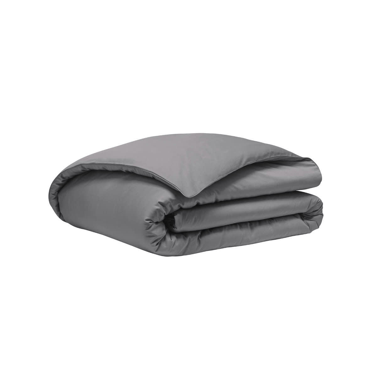 TEOPHILE - Housse de couette en satin de coton gris 240x220