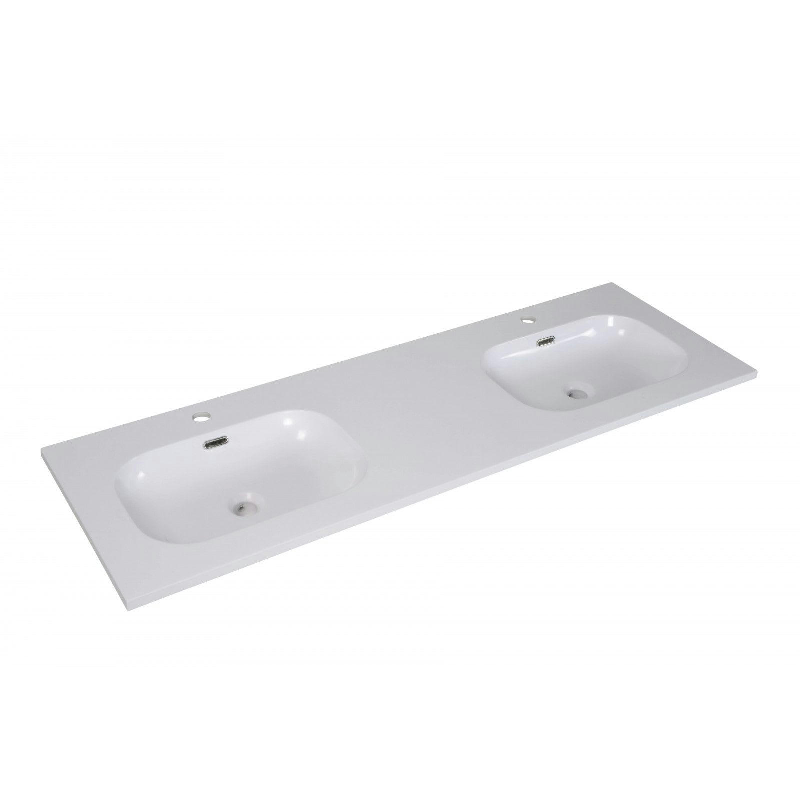 ENIO - Meuble sous vasque chêne avec plan résine  140cm + miroir + colonne