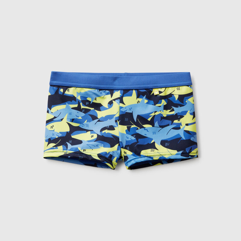 Swim trunks with shark print
