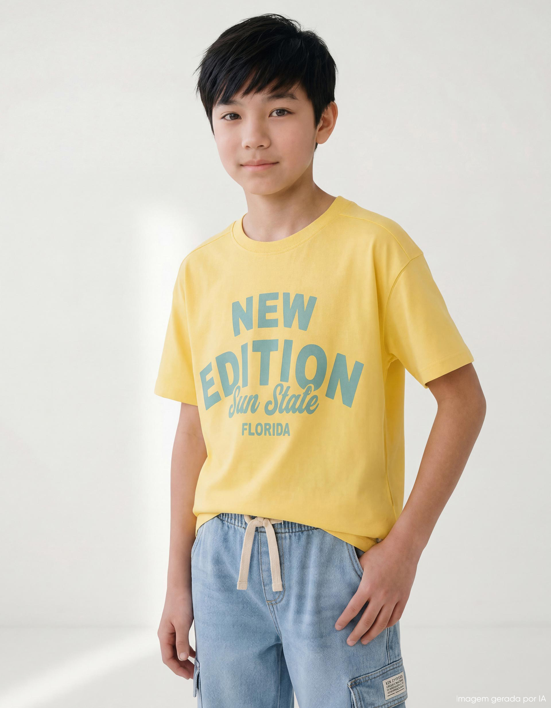 T-shirt Estampada, Menino, Amarelo