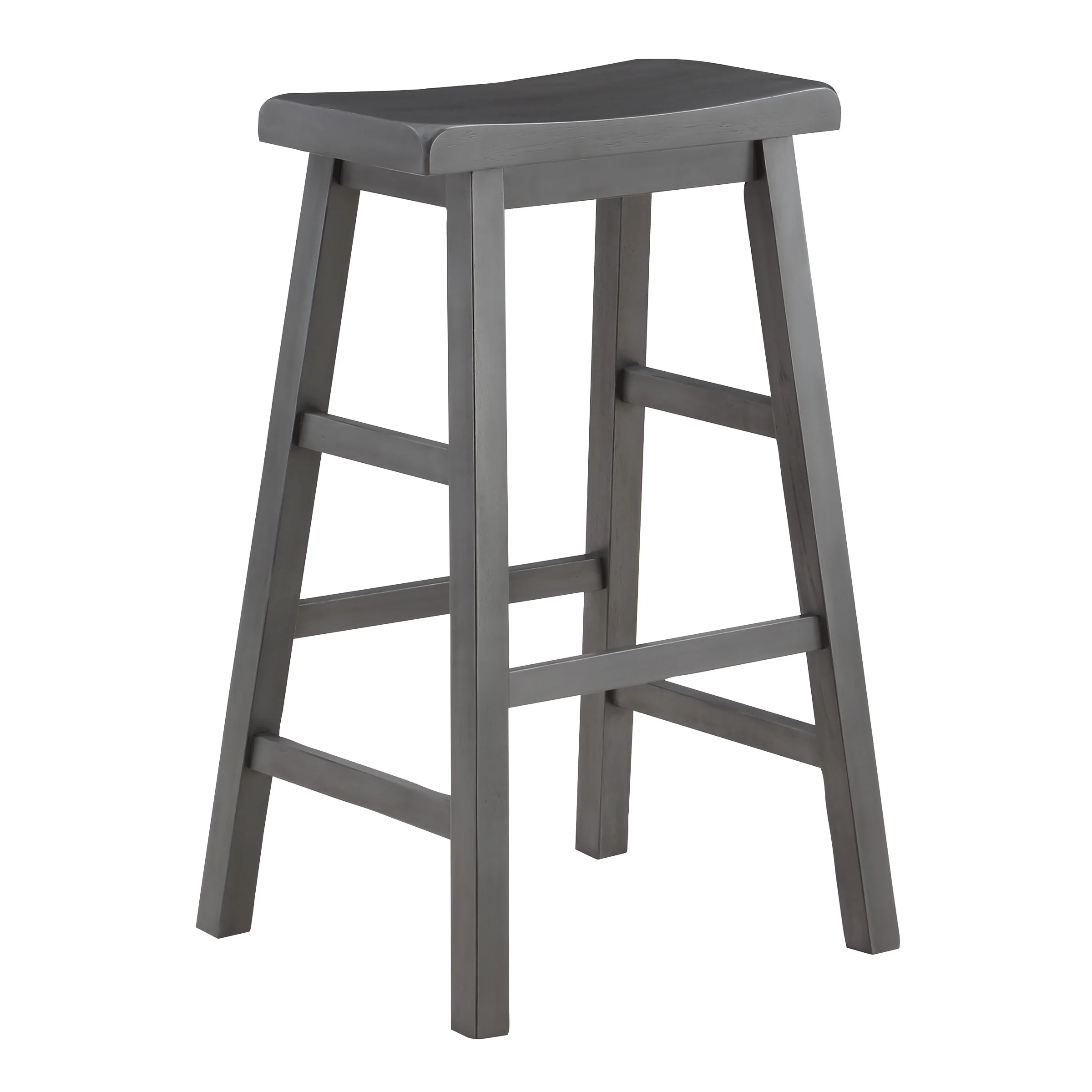 OS Home and Office Furniture Tulsa 29 Wood Saddle Stool 2-Pack in Grey Finish