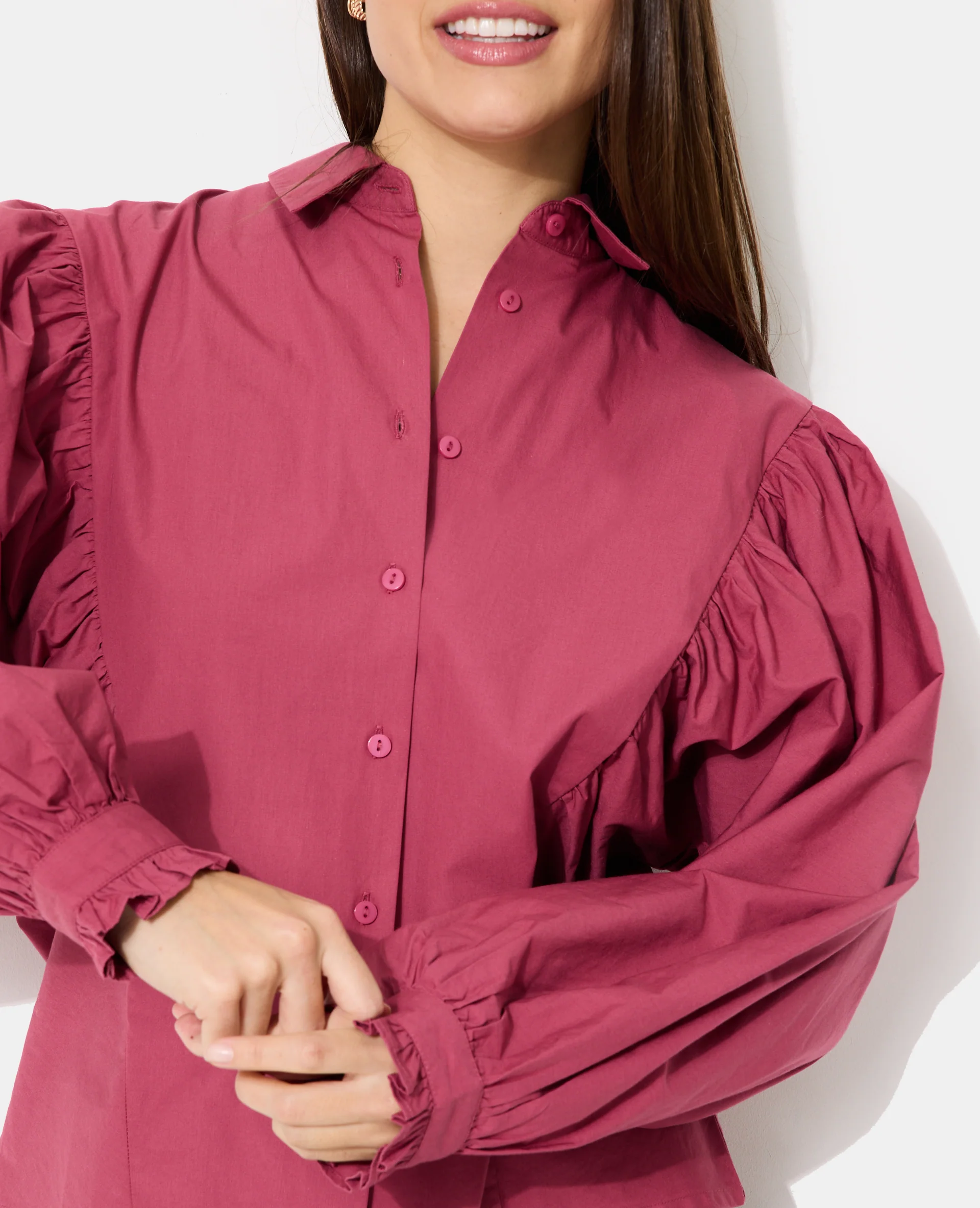 Chemise avec fronces et manches chauve-souris