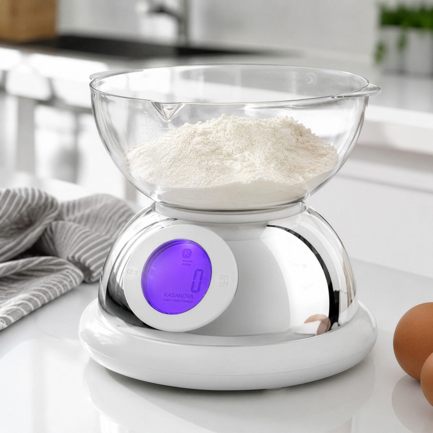 Bilancia da cucina digitale bianca con ciotola Luca Trazzi