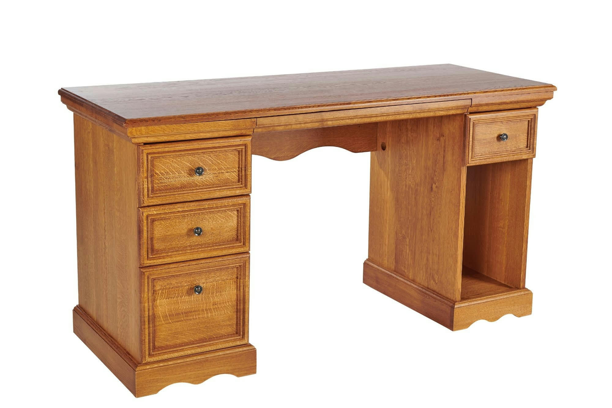 LA BRESSE - Bureau informatique en chêne massif avec tirette pour clavier