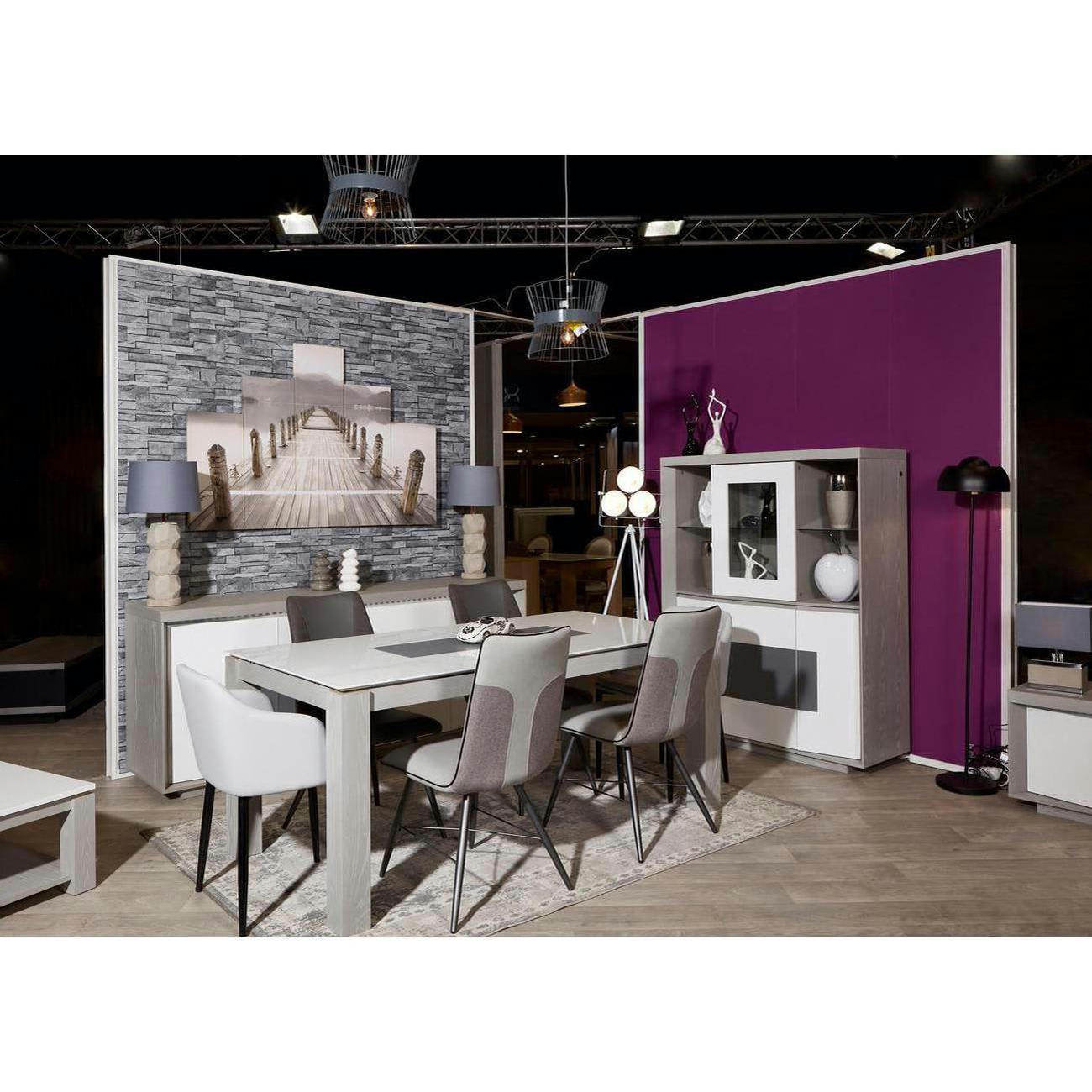 PLATA - Table à manger en Verre 10 personnes Gris et Blanc