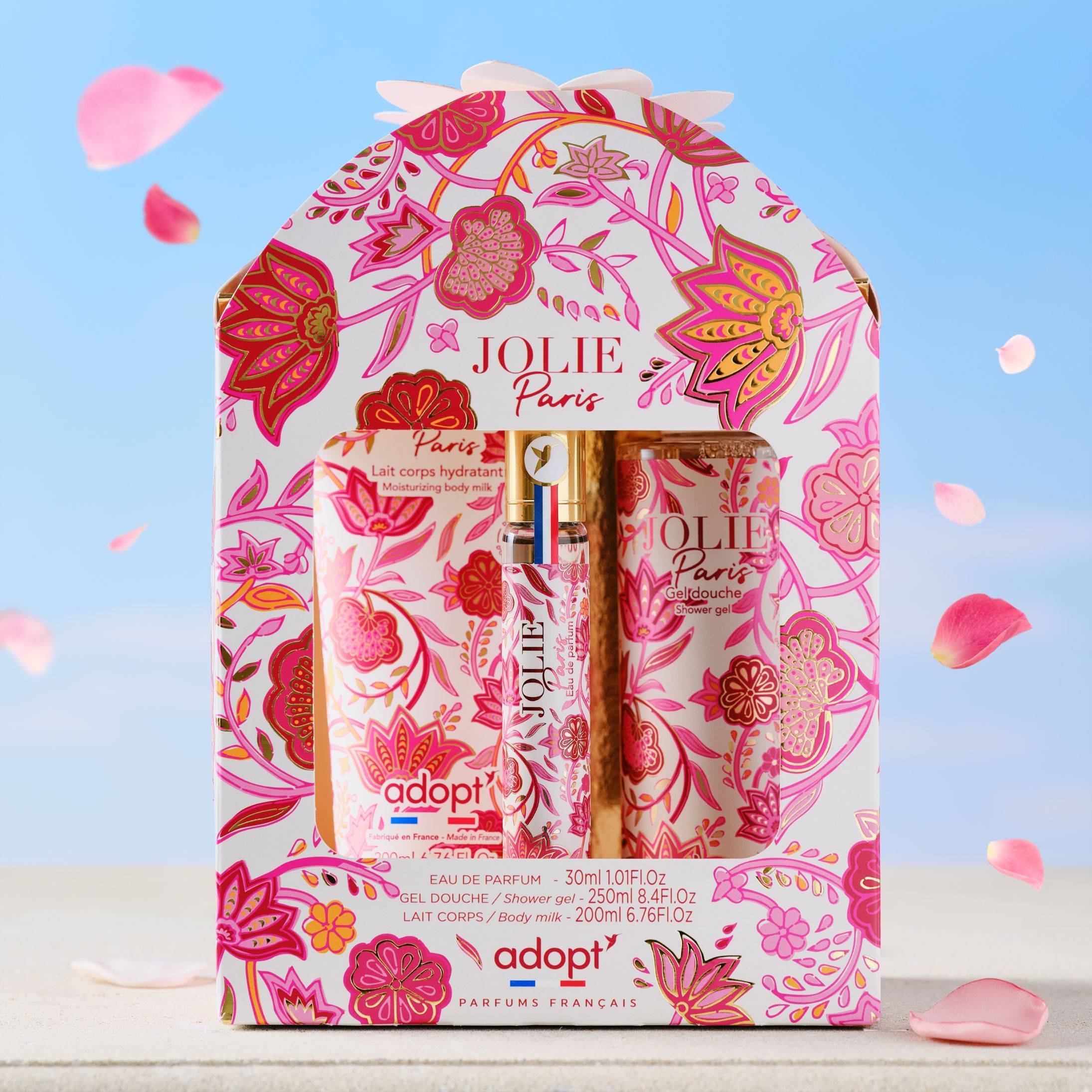 Jolie ParisCoffret eau de parfum 30 ml   gel douche 250 ml   lait corps 200 ml