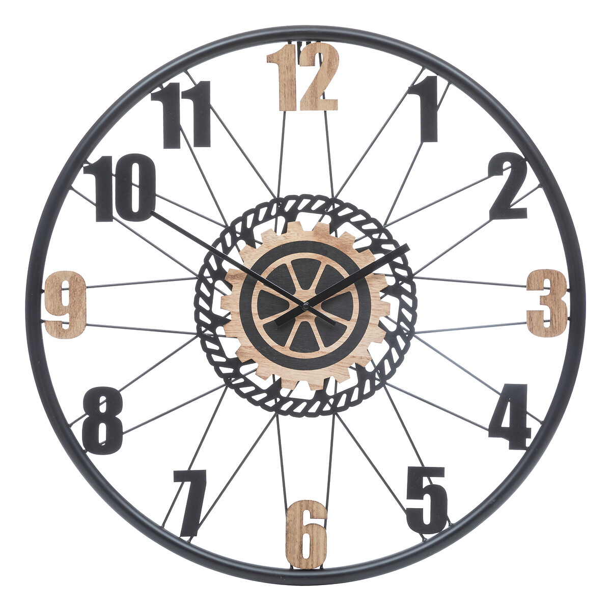 Clock"Mohan" Wood & metal, d.65 cm