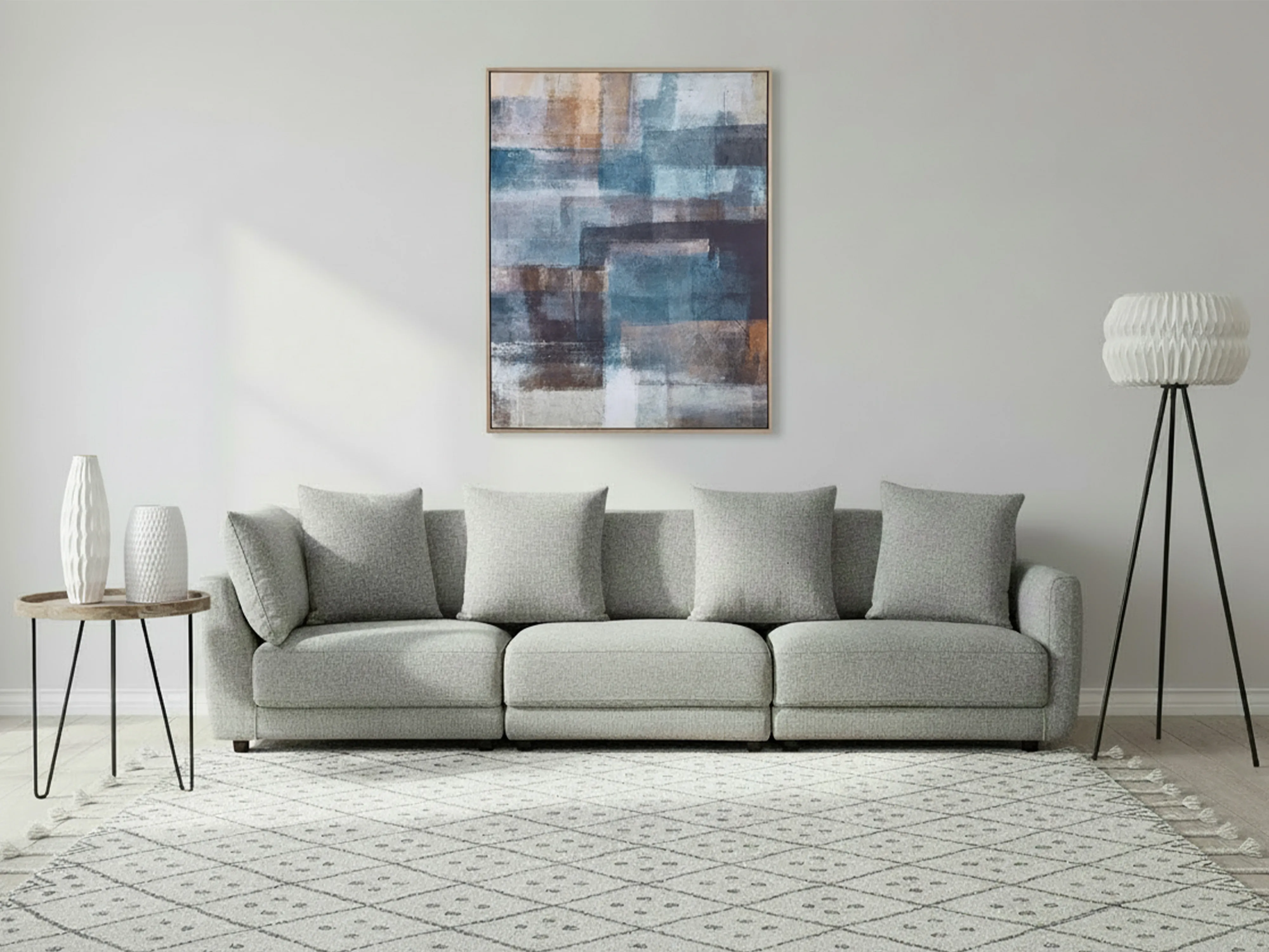 Sofa 3 Seater SIGTUNA Fabric Light Grey