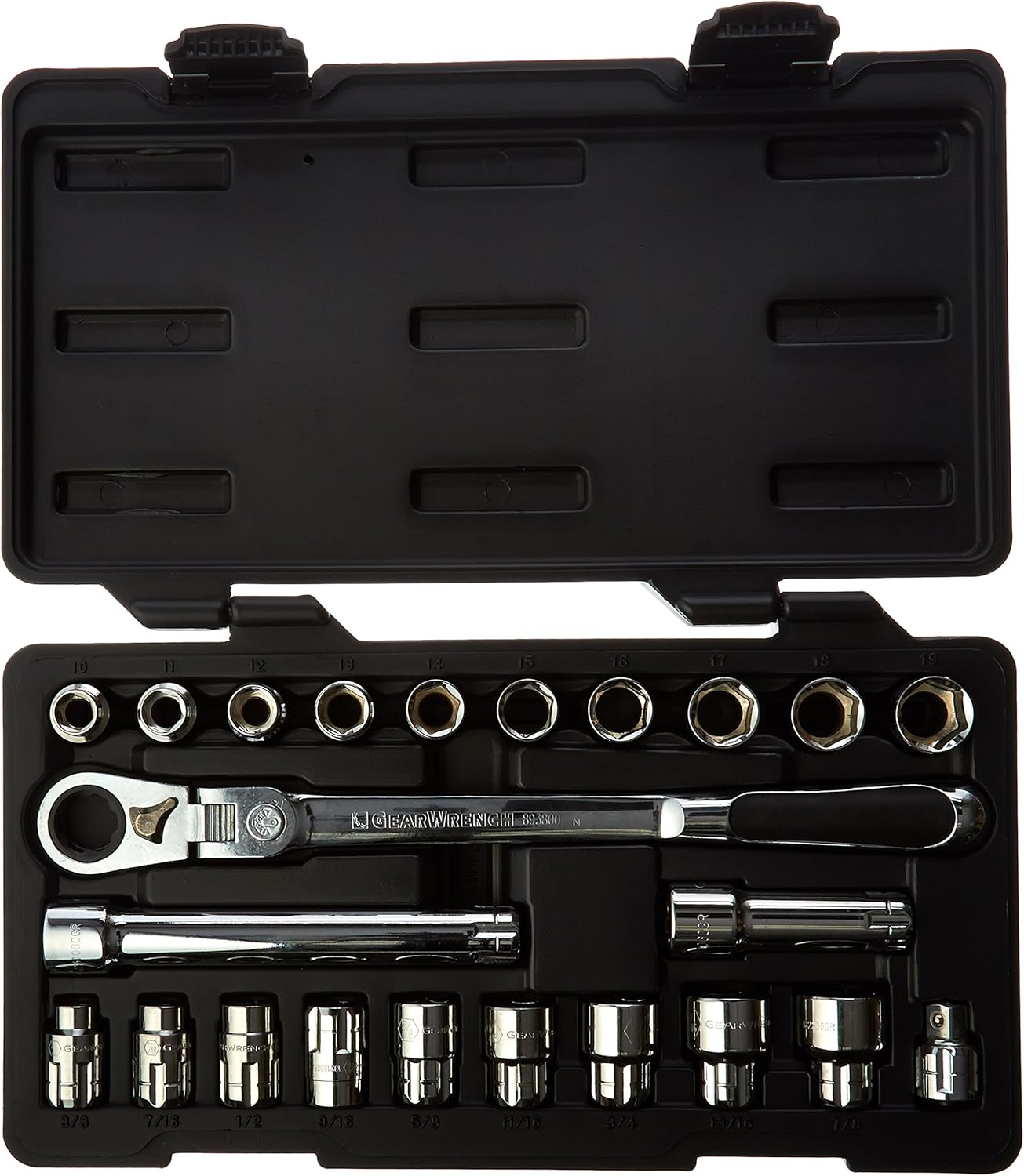 GEARWRENCH 23 Piece 3/8 Drive Pass-Thru™ 6 Point Standard SAE/Metric Mechanics Tool Set | 893823