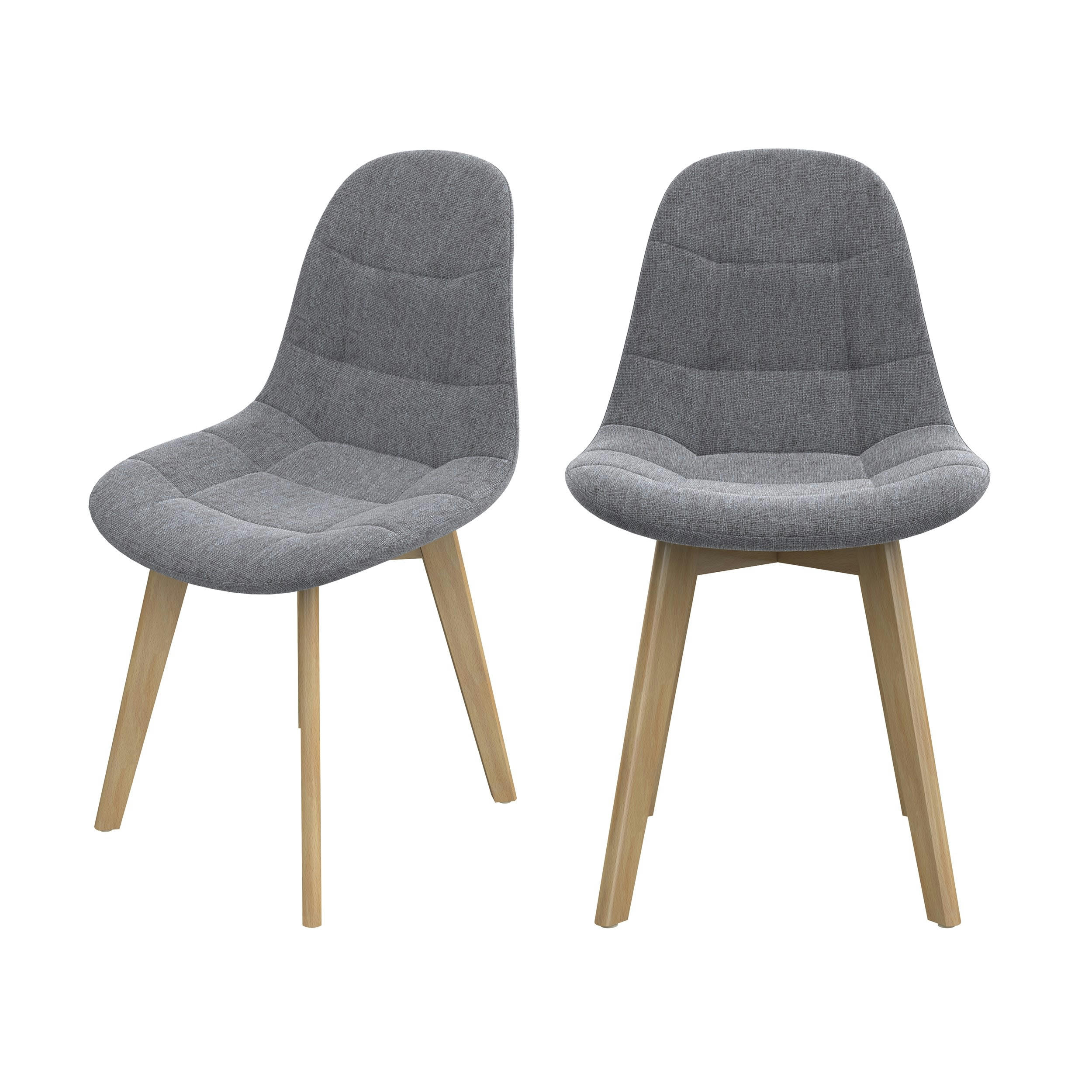 YOLO - Chaise scandinave gris clair pieds bois d'hêtre (lot de 2)
