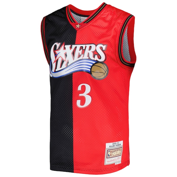Allen Iverson Philadelphia 76ers Hardwood Classics 2000/01 Split Swingman Jersey - Black/Red