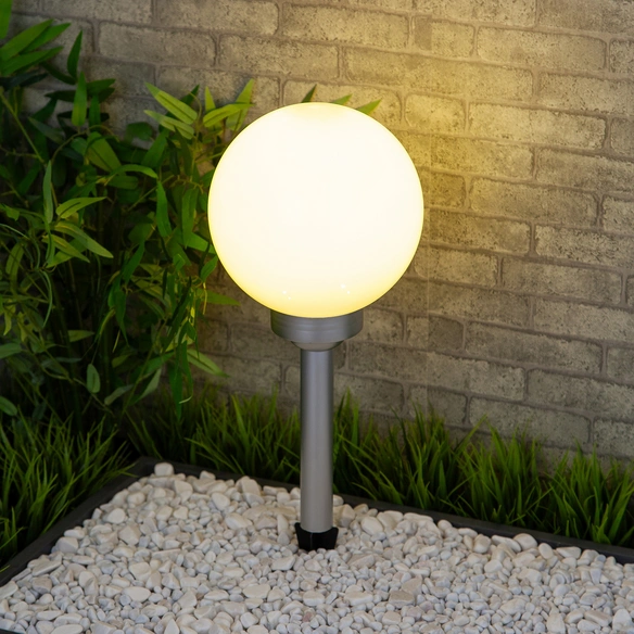 LED-Solarkugelleuchte »Marla«, ØxH: 20 x 52 cm, warmweiß, weiß/silber