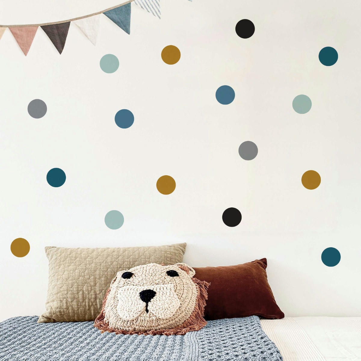 CIRCLES1 - Stickers muraux en vinyle rondes bleu et moutarde