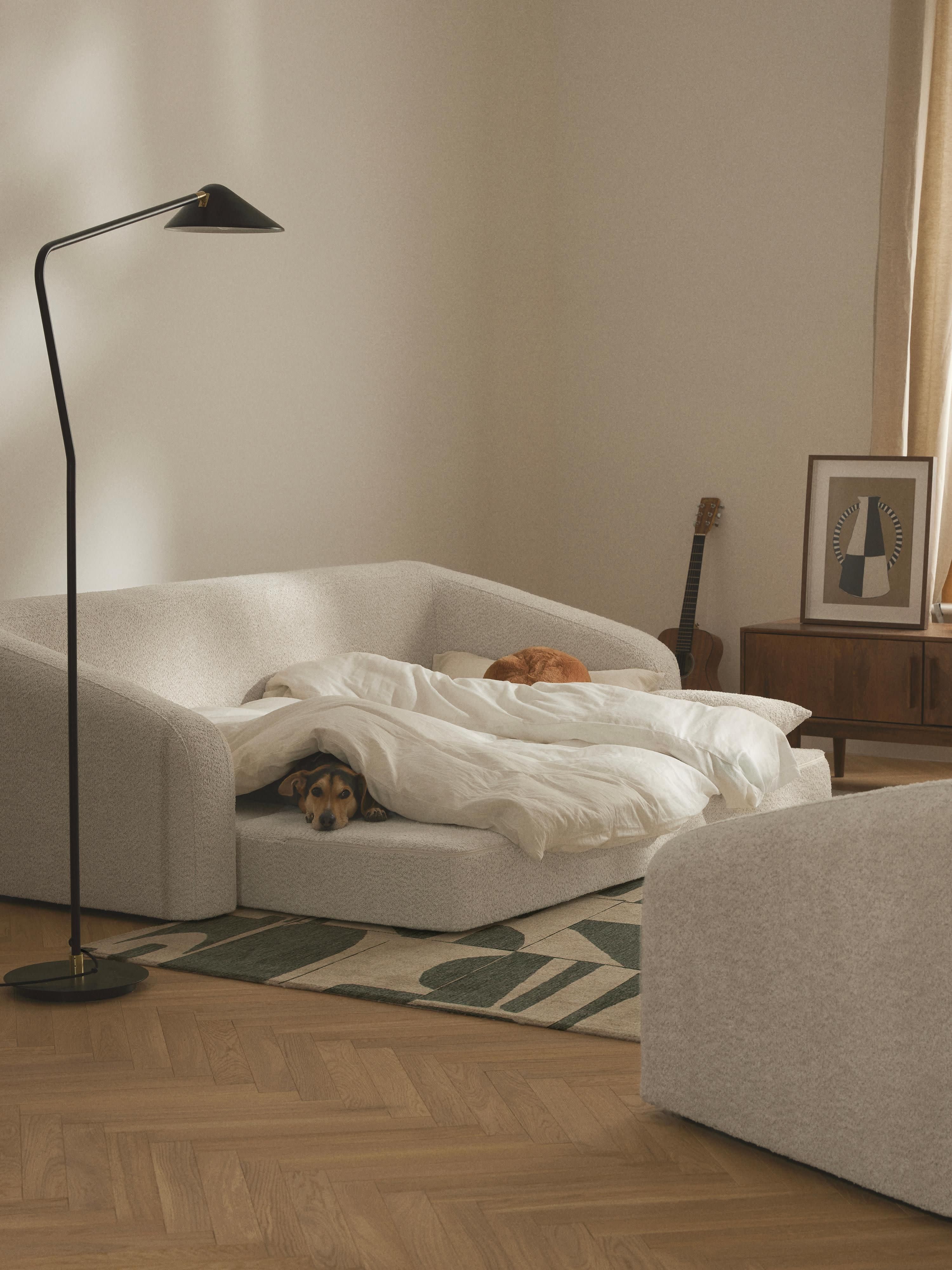 Schlafsofa Eliot (3-Sitzer) aus Teddy-Bouclé