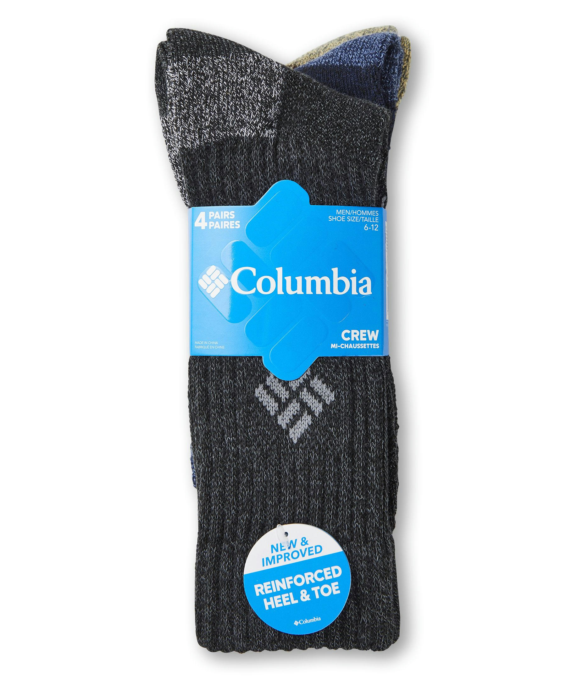 Columbia Men's Moisture Control Cushion Crew Socks, 4 Pack