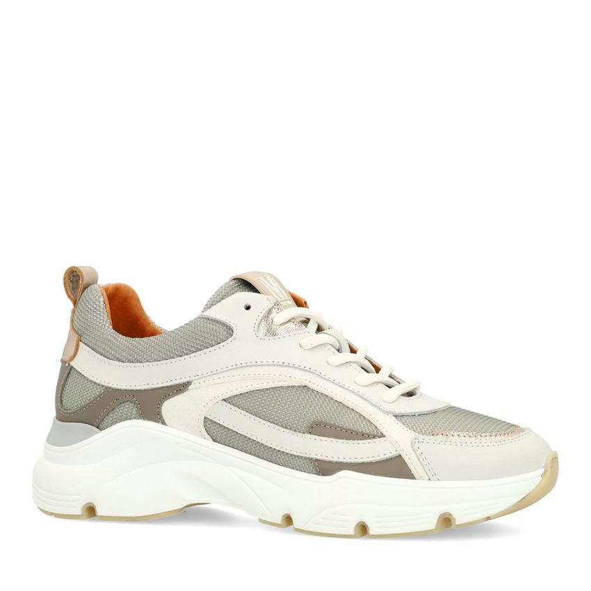 Manfield Grijze leren sneakers