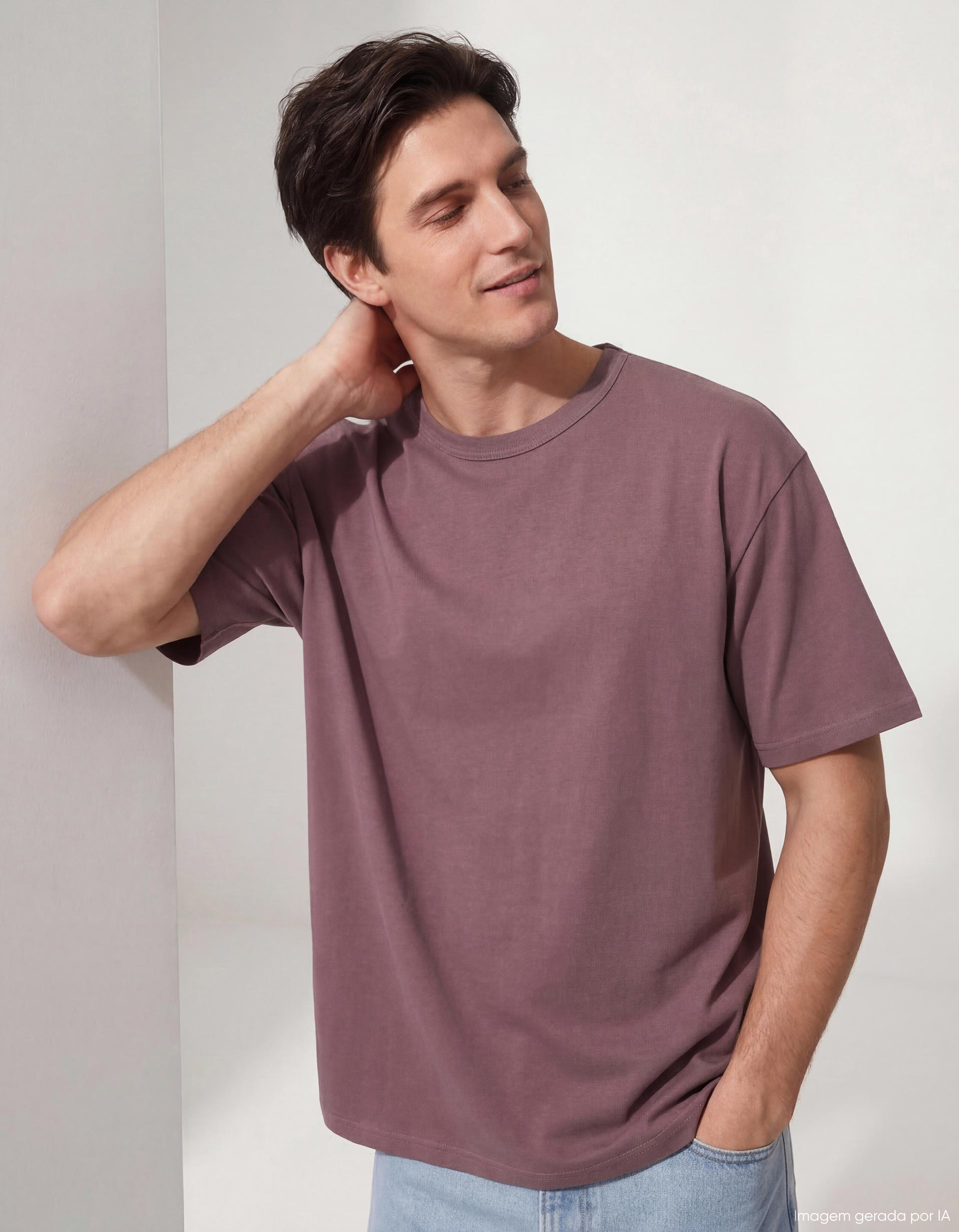 T-shirt Heavy Jersey, Homem, Rosa Escuro