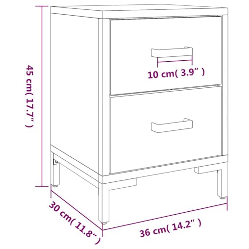 NNEVL Bedside Cabinet Brown 36x30x45 cm Solid Recycled Pinewood
