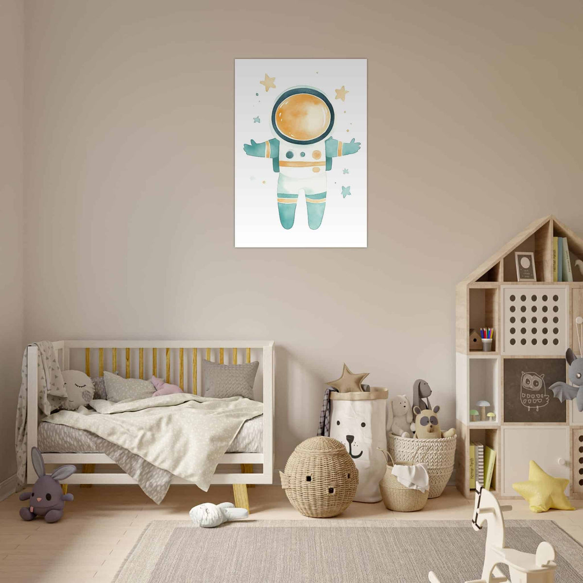 Artfulprints Poster Kleine ruimteheld  - 70x100 cm - Meerkleurig