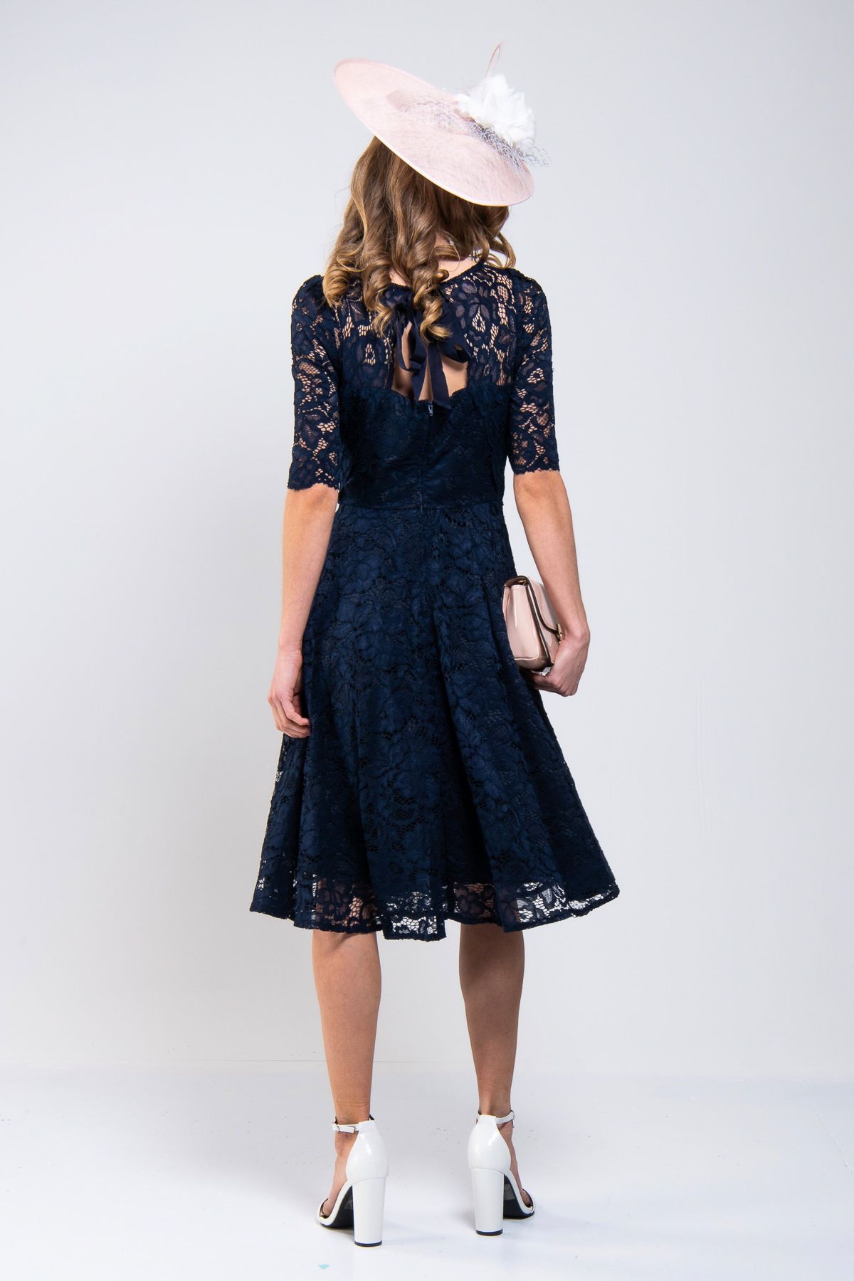 Jolie Moi Fit And Flare Lace Midi Dress