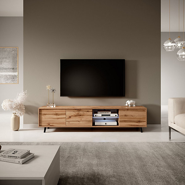 Meuble TV 175 cm chêne Wotan avec LED GALHAD