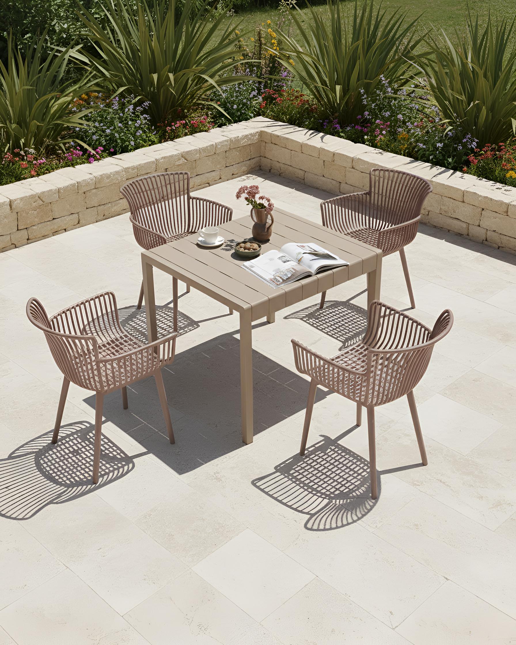 Set of 4 Garden Chairs PESARO Brown