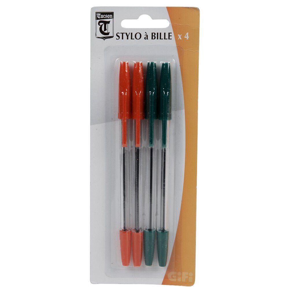 Stylo bille x4 rouge et vert