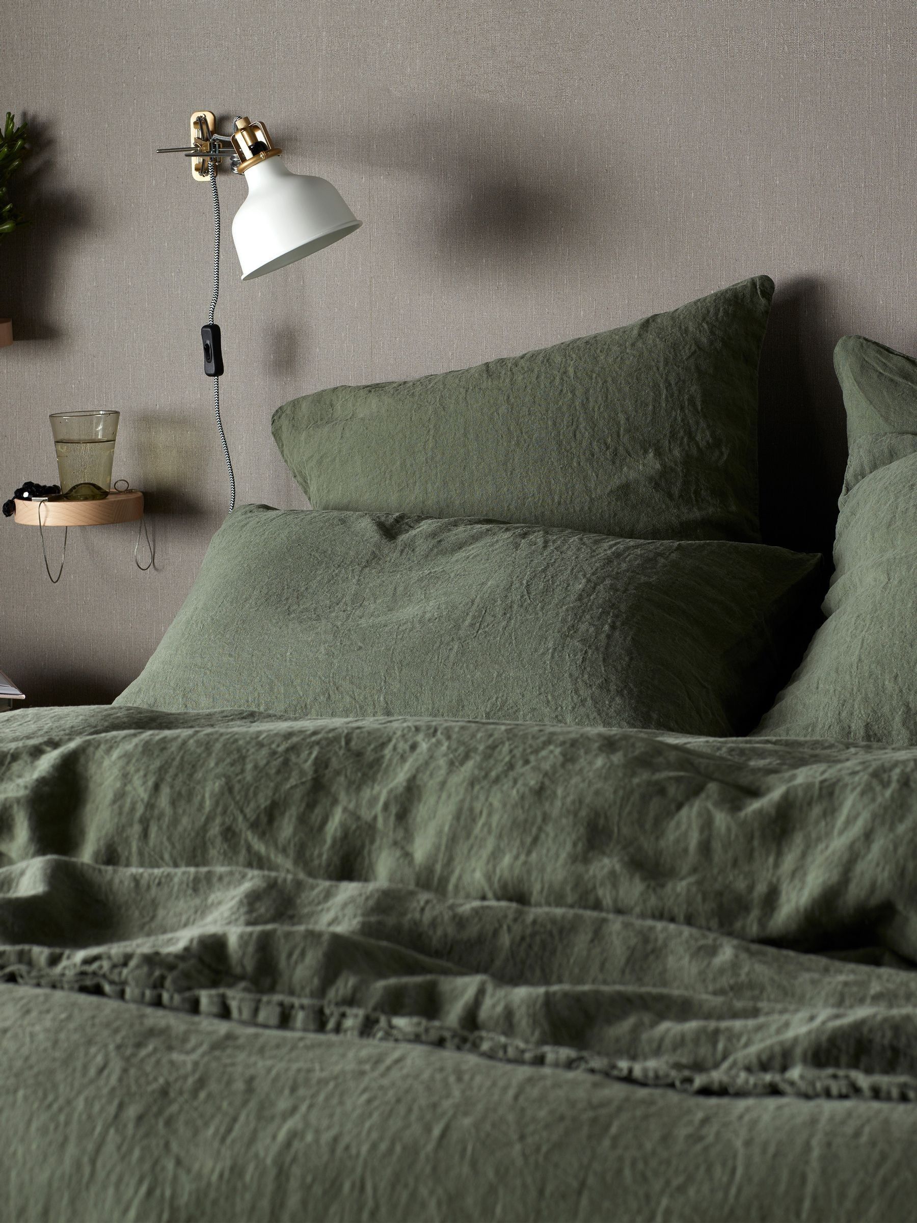 Secret Linen Store Olive Green 100% Linen Pillowcase