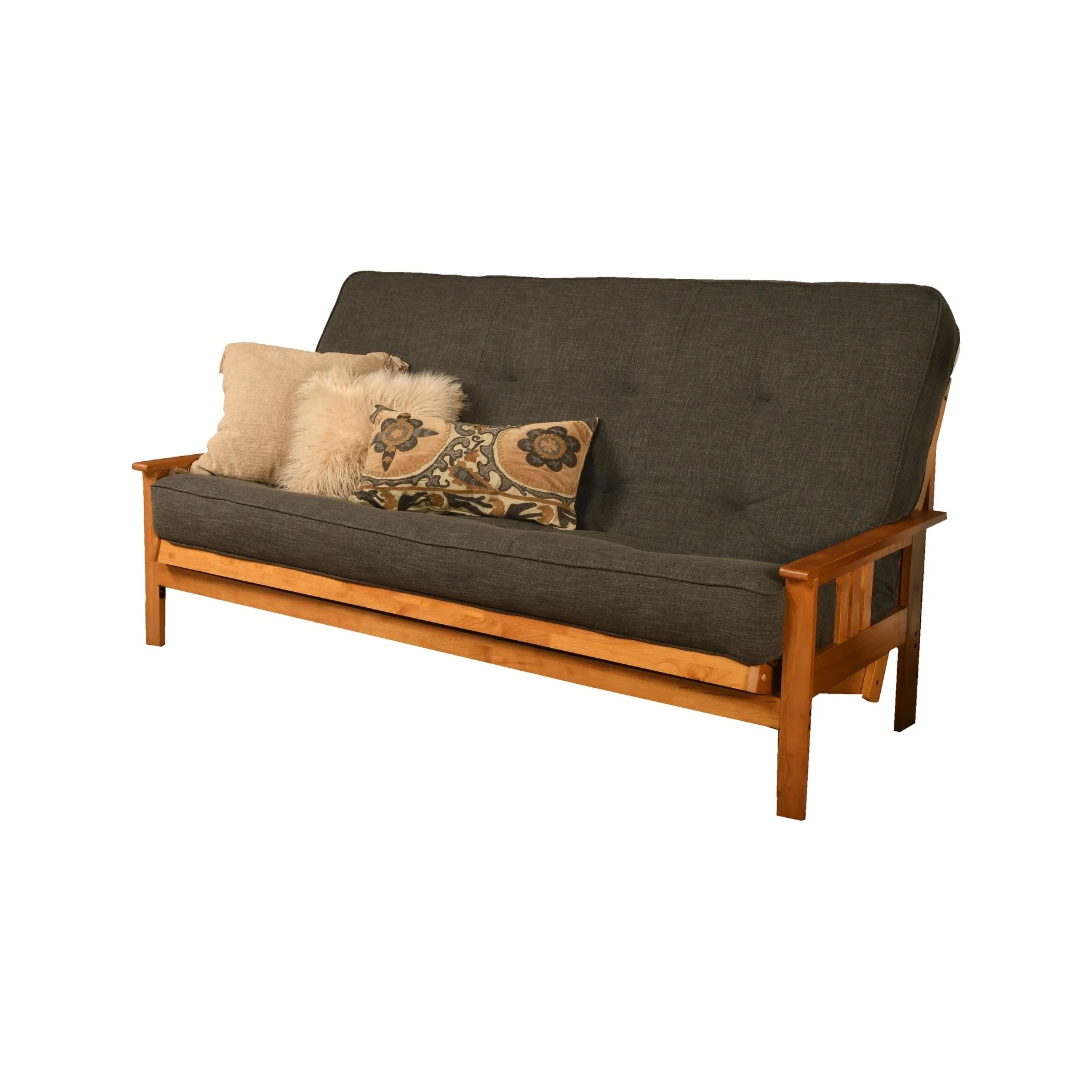 Somette Monterey Queen-size Futon Set in Butternut Finish with Linen Mattress
