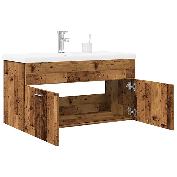 Armoire lavabo de salle de bain avec bassin intégré vieux bois vidaXL
