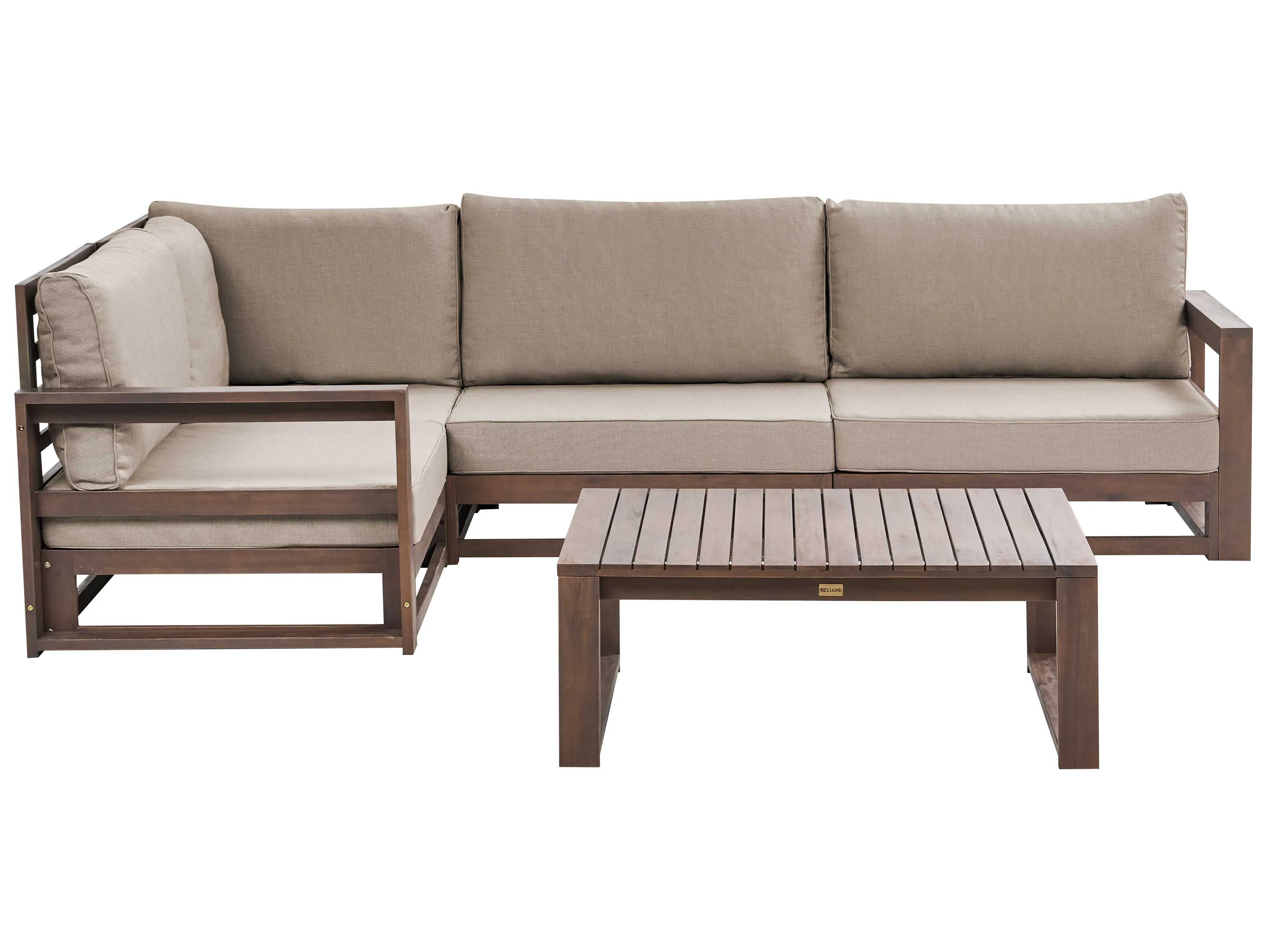 Garden Corner Sofa with Table 4 Seater TIMOR Left Hand Modular Certified Acacia Wood Dark Brown