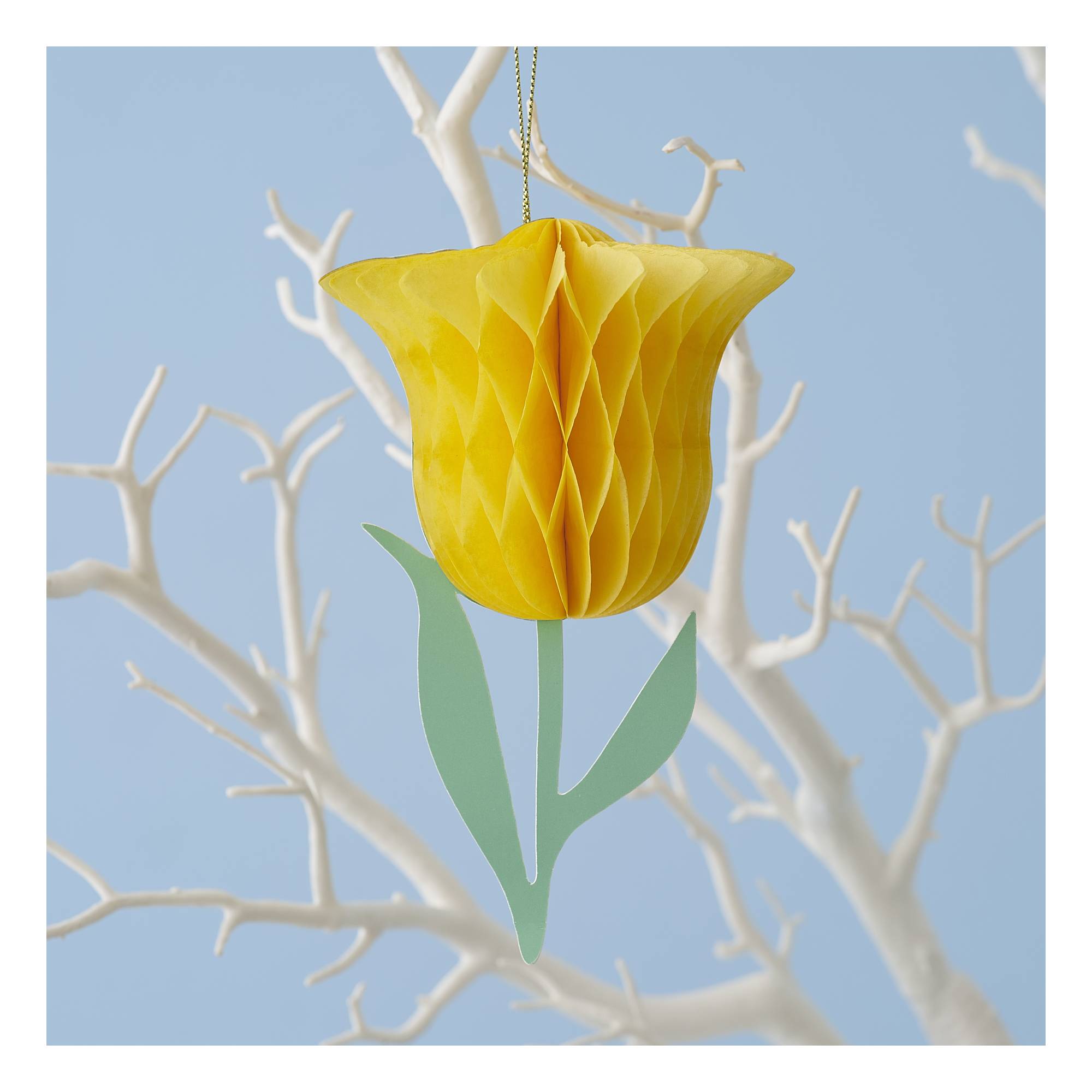Yellow Honeycomb Tulip Decoration 15cm