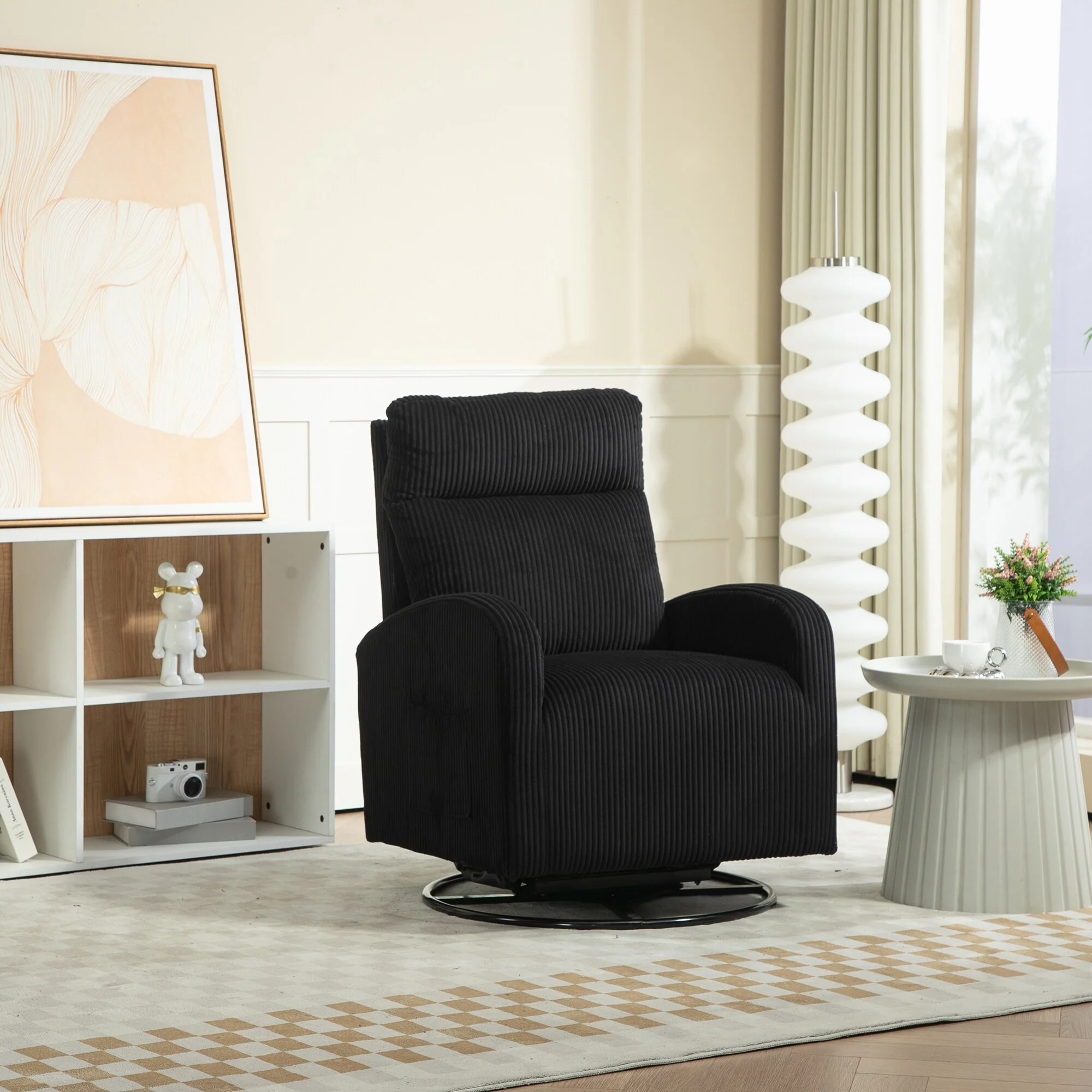 Black 26.77 High Back Swivel Glider Chair