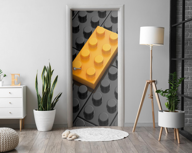 Naklejka na drzwi Żółty klocek 75x205 cm Fototapeta