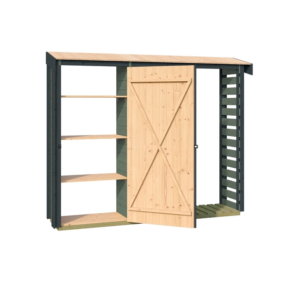 Holzaufbewahrung, »Killarney«, LxBxH: 54,8x313x211 cm, grüngrau-anthrazit