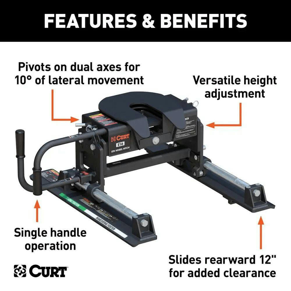 CURT E16 5th Wheel Hitch with Roller