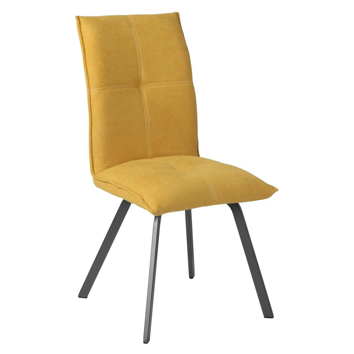 BISPO - Lot  de 2 chaises tissu coloris jaune