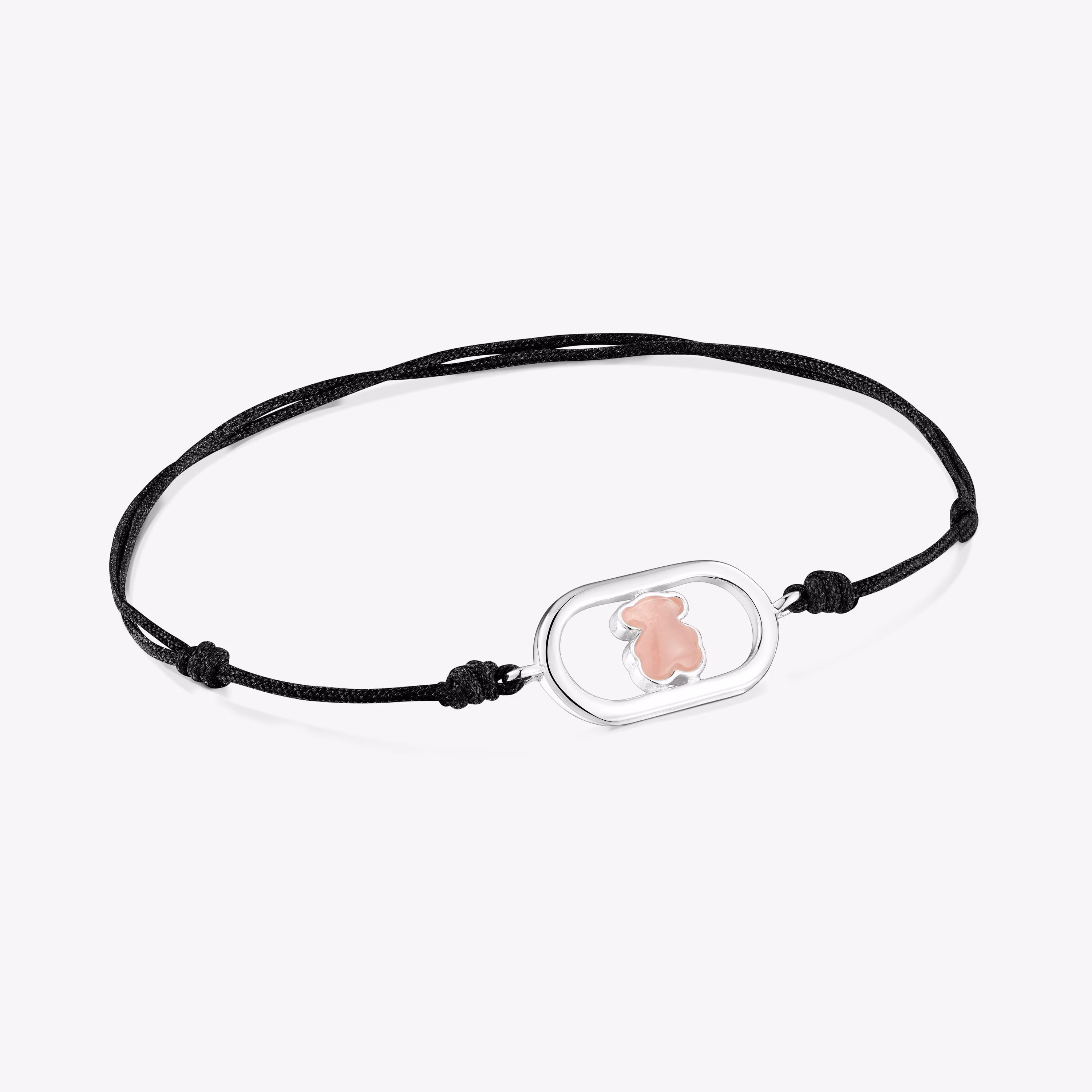 Pulsera de nylon negro de plata y cuarzo Camille