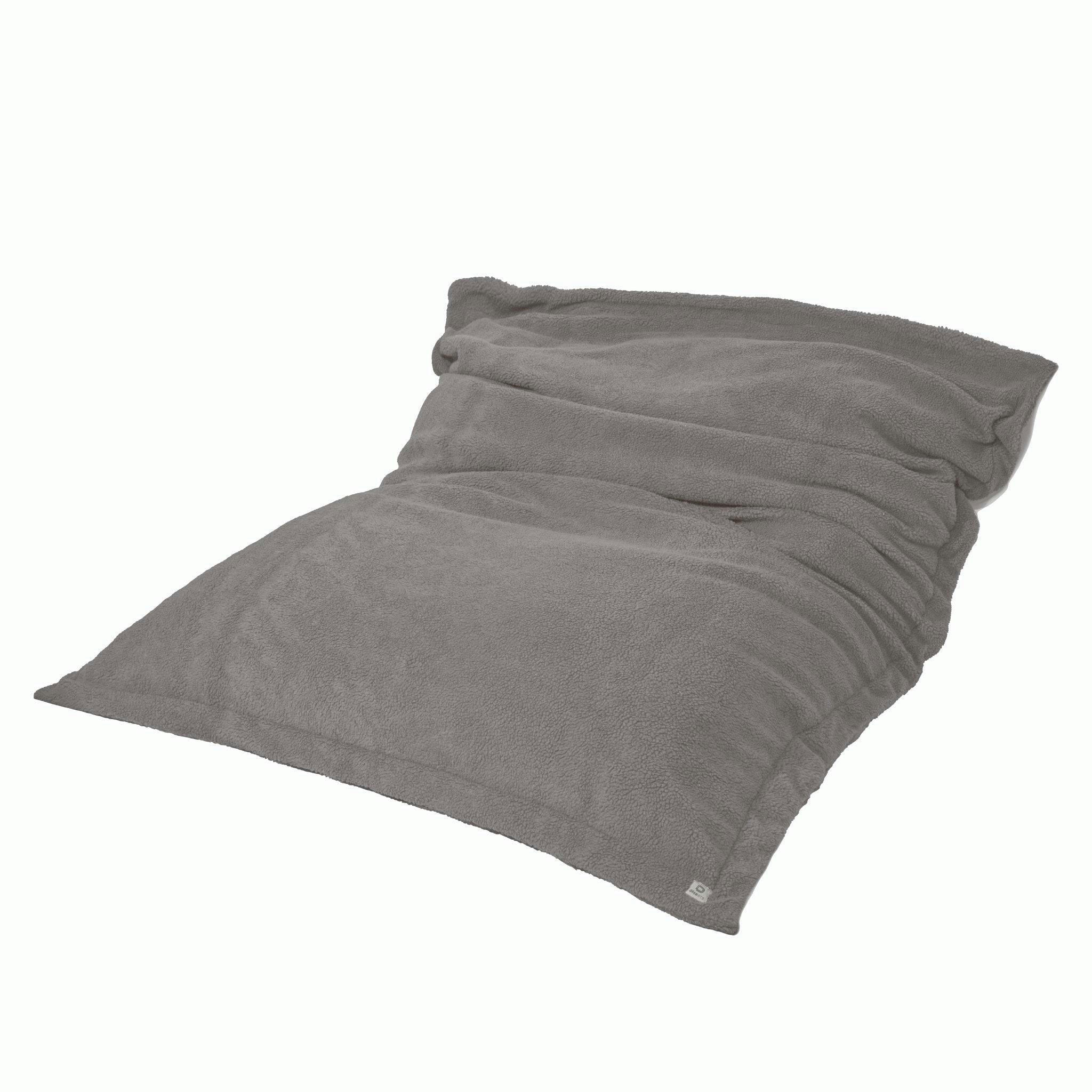 - Pouf Intérieur XXL Housse Sherpa (Effet Mouton) gris