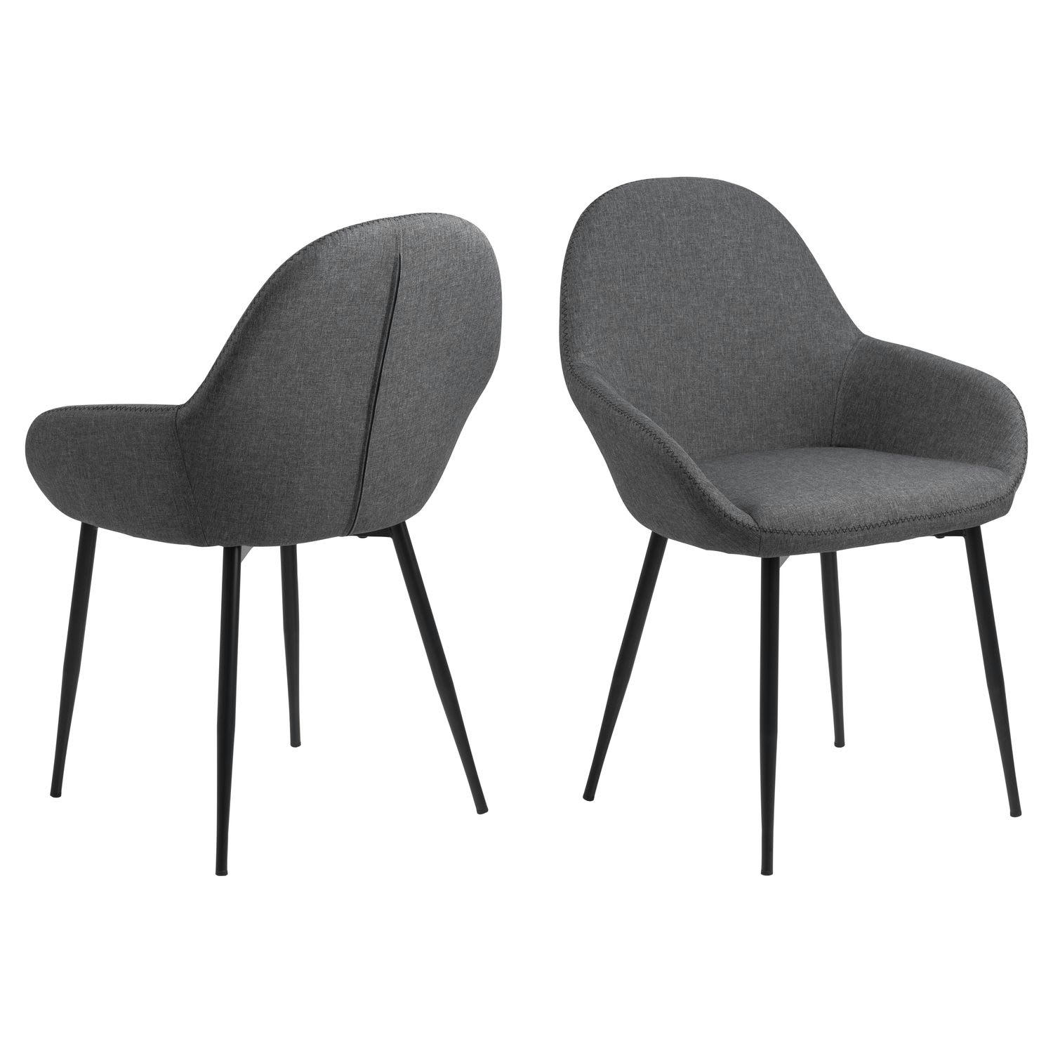 CANDICE - Lot de 2 chaises de salle à manger candice avec accoudoirs noir