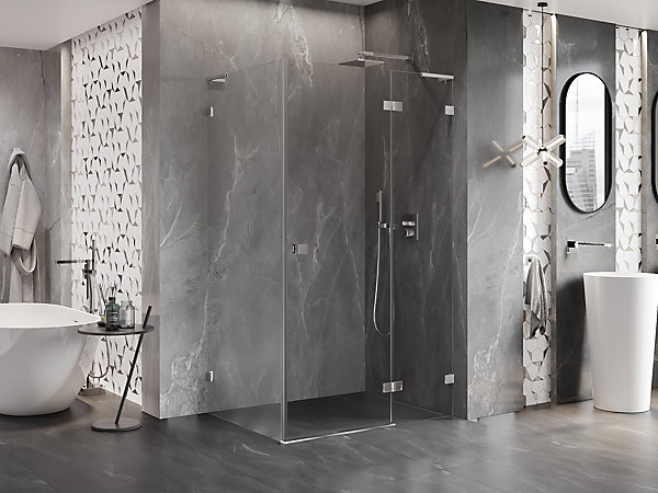Mexen Lunar L cabine de douche basculante droite 70 x 90 cm, transparent, chrome - 834L-070-090-01-00-P