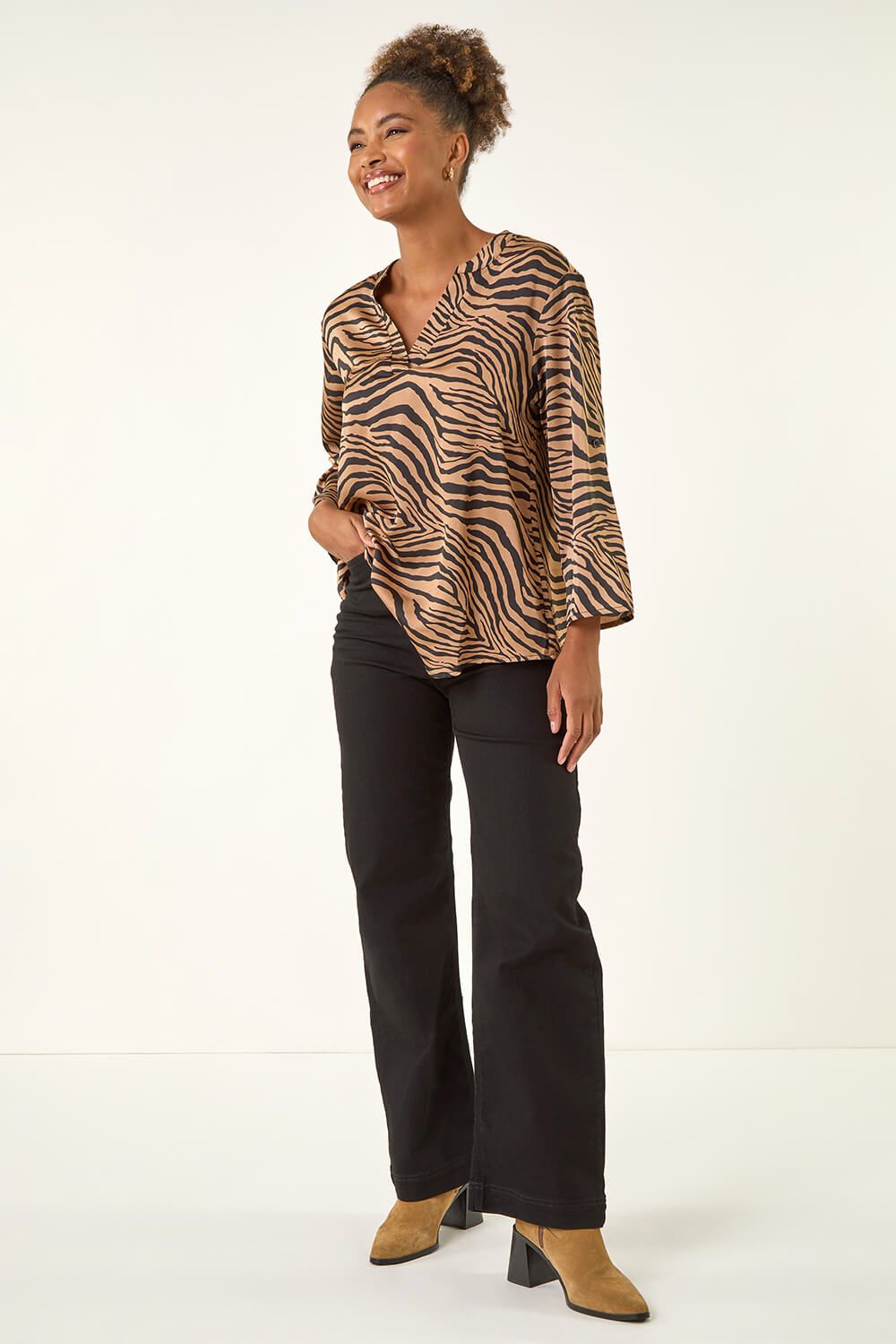 Roman Animal Print V-Neck Shirt