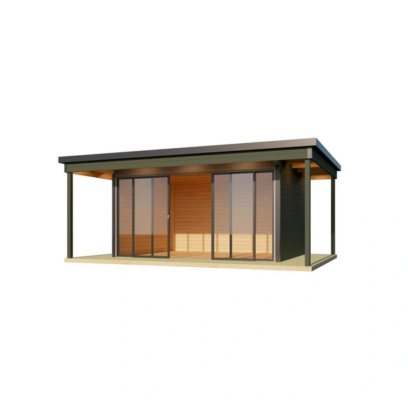 Gartenhaus »Domeo«, BxHxT: 597,6 x 239,4 x 421,5 cm (Außenmaß inkl. Dachüberstand), grüngrau