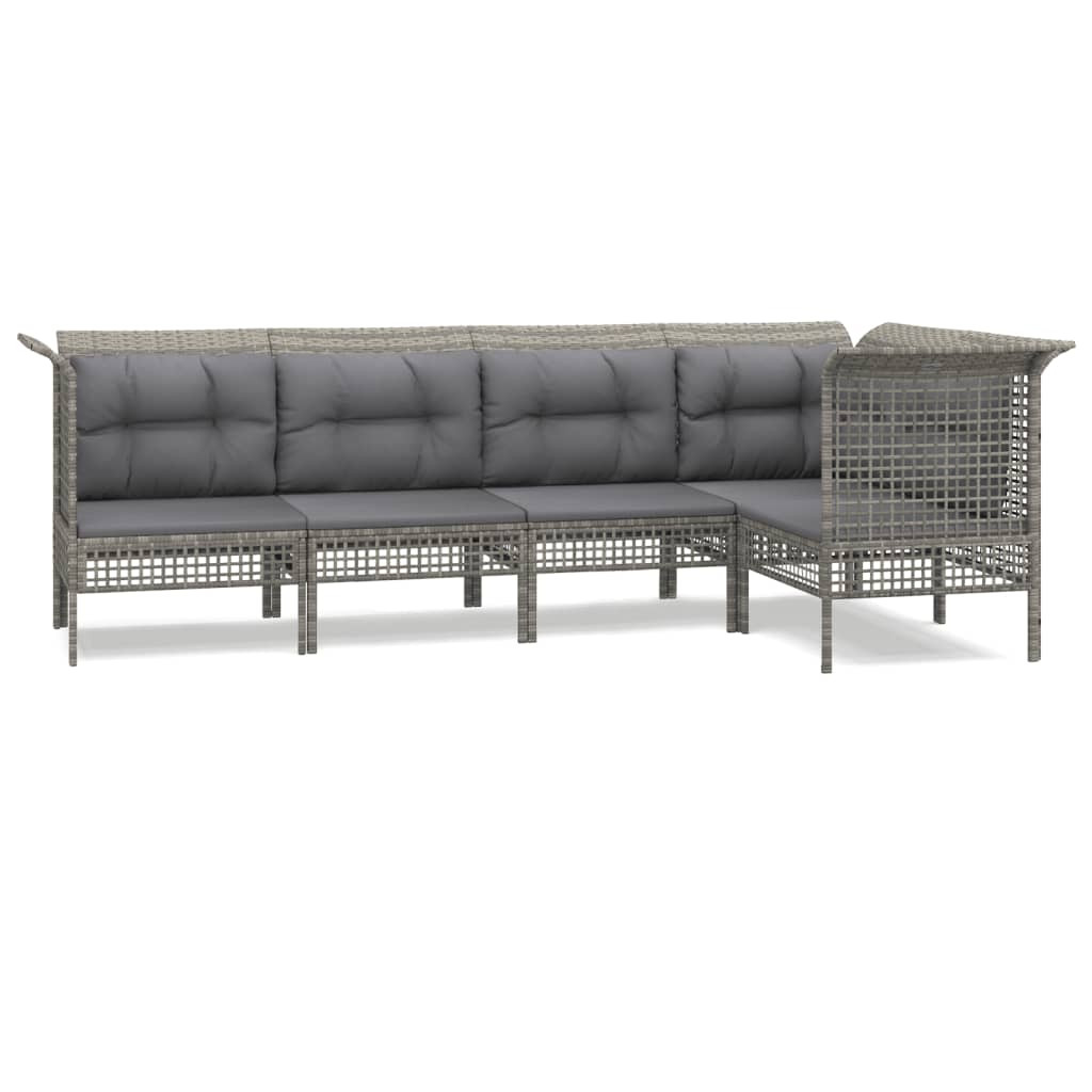 Meble ogrodowe Szary Technorattan 3x hjørne   2x sofa środkowa vidaXL