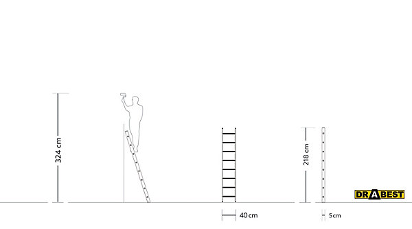 échelle à appui en aluminium DRABEST 1x8 professionnelle, 1 pièce
